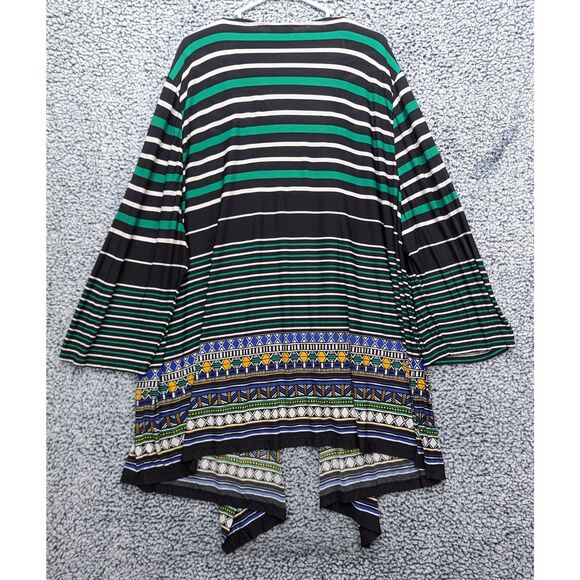 Catherines Cardigan Size 4X Geometric Lightweight Boho Artsy Stretch Open Front - Picture 2 of 10